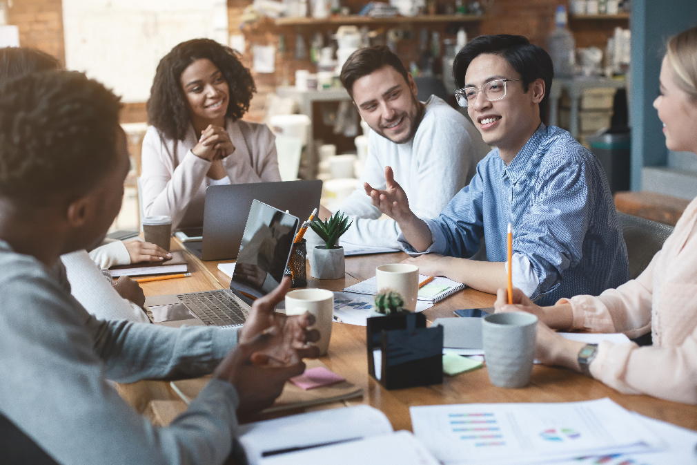 Group of professionals working in a team